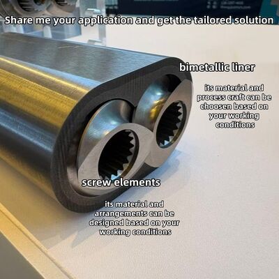 Fornitore di barili compositi di nichelcromo e tungsteno ad alte prestazioni per estrusori a doppia vite con resistenza alle temperature di 600 °C e durezza HRC 58-62