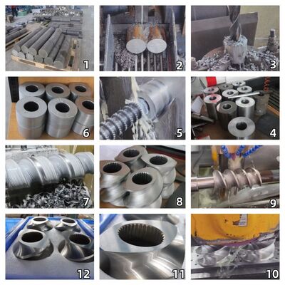 Elementi a vite di estrusore a doppia vite resistenti all'usura e alla corrosione con lavorazione CNC di precisione e durezza HRC 58-62